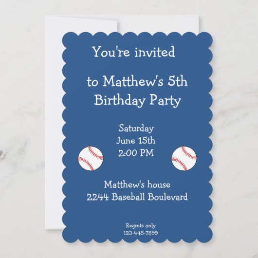 Patriottische Baseball Verjaardag Party Uitnodigin Kaart (Achterkant)