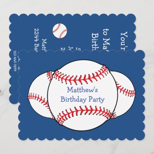 Patriottische Baseball Verjaardag Party Uitnodigin Kaart (Voorkant / Achterkant)