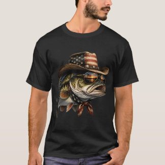 Patriottische Bassenvissen 4 juli, Amerikaanse Vla T-shirt