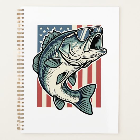 Patriottische Basservisvangbril Vintage Vector D Planner (Voorkant)