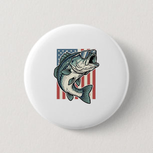 Patriottische Basservisvangbril Vintage Vector D Ronde Button 5,7 Cm