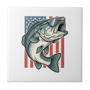 Patriottische Basservisvangbril Vintage Vector D Tegeltje