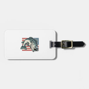 Patriottische Bassvisserszonnebril Vintage Vector Bagagelabel