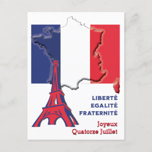 Patriottische BASTILLE DAG Franse vlag Briefkaart
