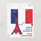 Patriottische BASTILLE DAG Franse vlag Briefkaart (Voorkant / Achterkant)