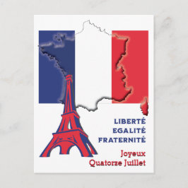 Patriottische BASTILLE DAG Franse vlag Briefkaart