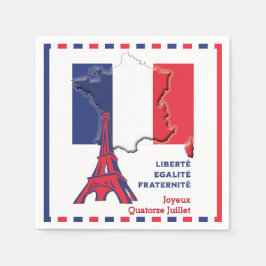 Patriottische BASTILLE DAG Franse vlag Briefkaart Servet