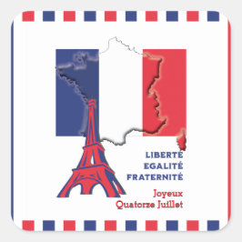 Patriottische BASTILLE DAG Franse vlag Vierkante Sticker