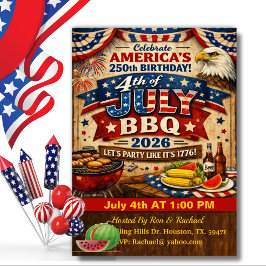 Patriottische BBQ 4 juli Amerika's 250e verjaardag Kaart