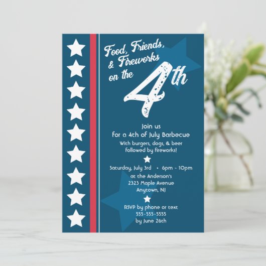 Patriottische BBQ op 4 juli Kaart (Staand voorkant)