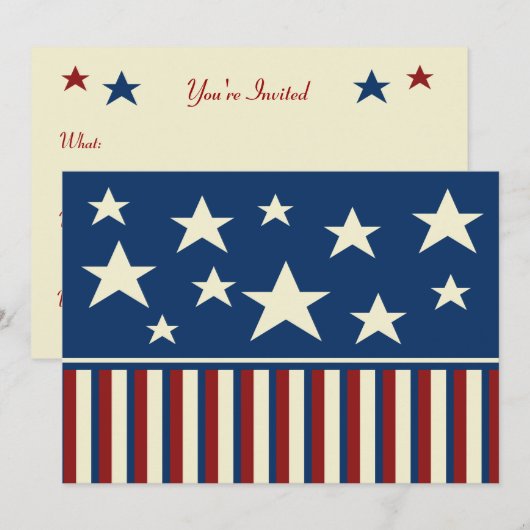 Patriottische BBQ Picnic Uitnodigingen voor het zo (Voorkant / Achterkant)