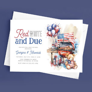 Patriottische BBQ Rode, Witte & Komende Baby Borre Kaart