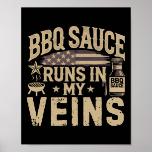 Patriottische BBQ Roker Vlees Roken Verenigde Stat Poster
