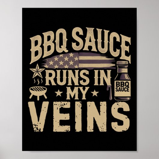 Patriottische BBQ Roker Vlees Roken Verenigde Stat Poster (Voorkant)