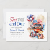 Patriottische BBQ Rood, Wit & Verschuldigd Baby sh Kaart (Voorkant)