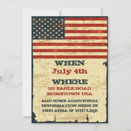 Patriottische BBQ-uitnodigingen Kaart (Achterkant)