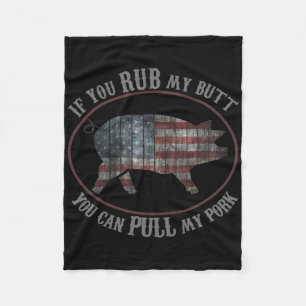 Patriottische BBQ Wrijf mijn kont Trek mijn varken Fleece Deken