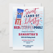 Patriottische Bday Juli 4e Zomer Pool Verjaardagsf Kaart (Voorkant)