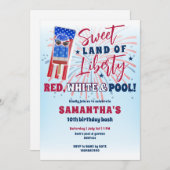 Patriottische Bday Juli 4e Zomer Pool Verjaardagsf Kaart (Voorkant / Achterkant)