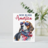 Patriottische Beagle, God zegene Amerika Briefkaar Briefkaart (Staand voorkant)