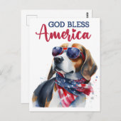 Patriottische Beagle, God zegene Amerika Briefkaar Briefkaart (Voorkant / Achterkant)