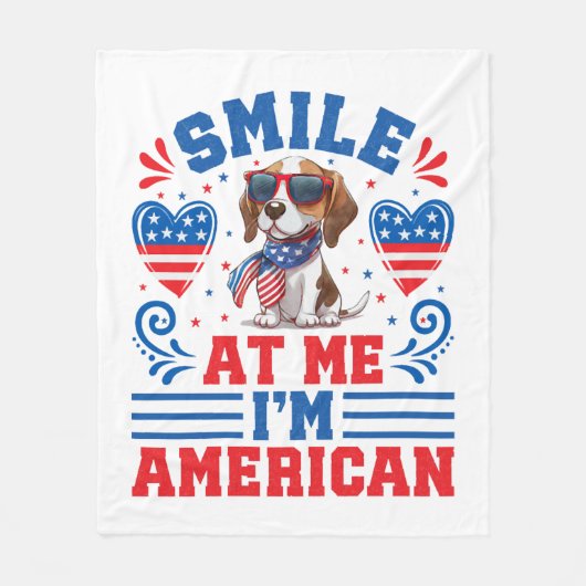Patriottische Beagle Hond voor 4 juli Fleece Deken (Voorkant)