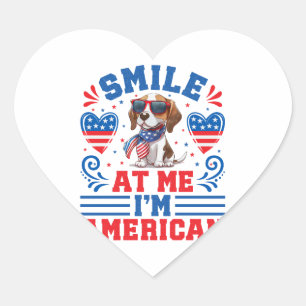 Patriottische Beagle Hond voor 4 juli Hart Sticker