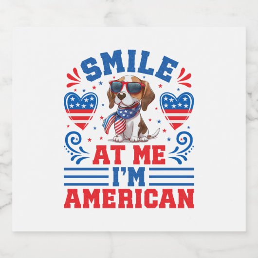Patriottische Beagle Hond voor 4 juli Sparkling Wijnetiket (Enkel label)