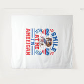 Patriottische Beagle Hond voor 4 juli Wandkleed (Voorkant (horizontaal))
