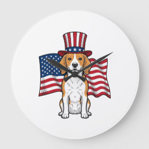 Patriottische Beagle-hondenvlag Vintage graveeront Grote Klok