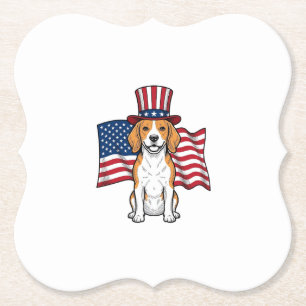 Patriottische Beagle-hondenvlag Vintage graveeront Kartonnen Onderzetters