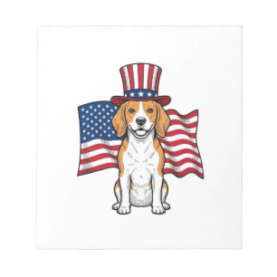Patriottische Beagle-hondenvlag Vintage graveeront Notitieblok