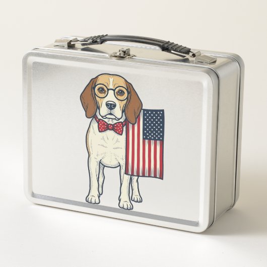 Patriottische Beagle met Vlag Vintage Vector Kunst (Voorkant)