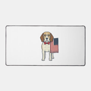 Patriottische Beagle met Vlag Vintage Vector Kunst Bureaumat