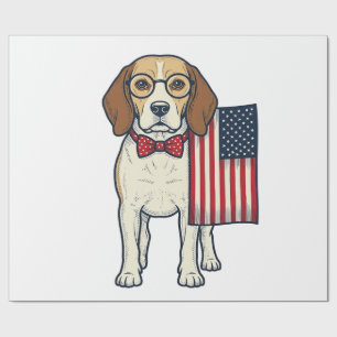 Patriottische Beagle met Vlag Vintage Vector Kunst Cadeaupapier