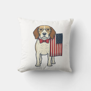 Patriottische Beagle met Vlag Vintage Vector Kunst Kussen