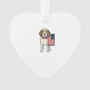 Patriottische Beagle met Vlag Vintage Vector Kunst Ornament