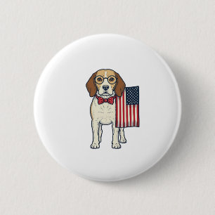 Patriottische Beagle met Vlag Vintage Vector Kunst Ronde Button 5,7 Cm