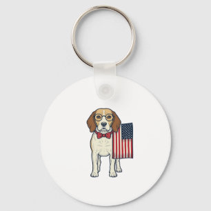 Patriottische Beagle met Vlag Vintage Vector Kunst Sleutelhanger