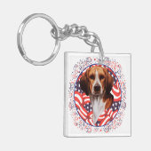 Patriottische Beagle Sleutelhanger (Voorkant Links)