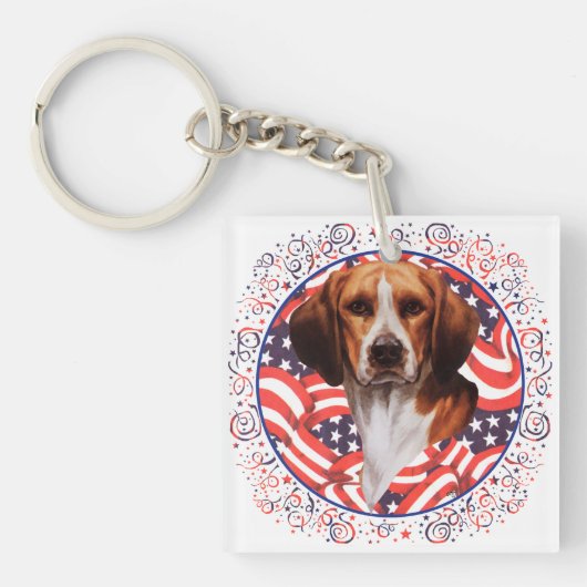 Patriottische Beagle Sleutelhanger (Voorkant)