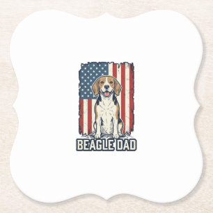 Patriottische Beagle Vader Vintage Gravure Hond On Kartonnen Onderzetters