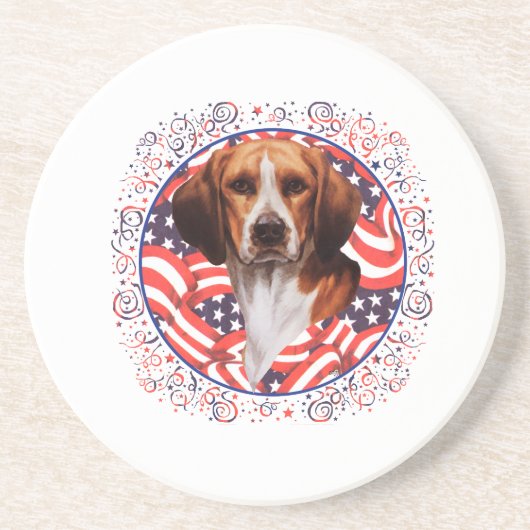 Patriottische Beagle Zandsteen Onderzetter (Voorkant)