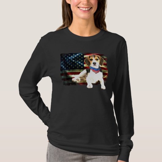 Patriottische Beagles Amerikaanse Flag Dog Mannen T-shirt (Voorkant)