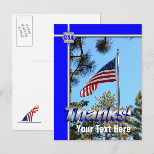 Patriottische Bedankt Briefkaart voor Troepen (Voorkant / Achterkant)