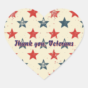 Patriottische Bedankt Veteranen Cadeaupakking Stic Hart Sticker