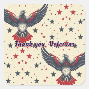 Patriottische Bedankt Veteranen Cadeaupakking Stic Vierkante Sticker