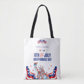 Patriottische Bedrijfsnaam Custom 4 juli Tote Bag (Voorkant)