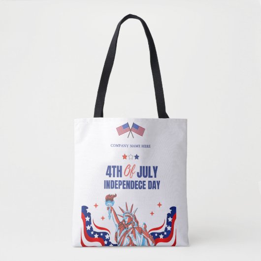 Patriottische Bedrijfsnaam Custom 4 juli Tote Bag (Voorkant)