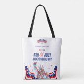 Patriottische Bedrijfsnaam Custom 4 juli Tote Bag (Achterkant)